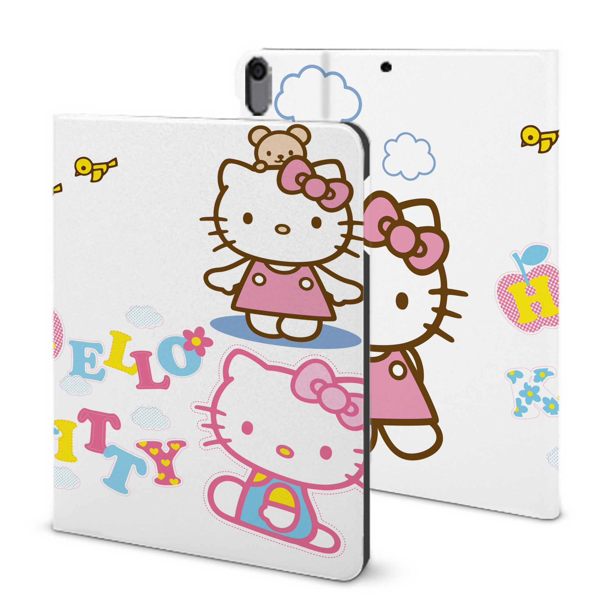 （画像用） Hello Kitty ハローキティ IPad ケース ブック型 PUレザー TPU 耐衝撃 軽量 薄型 ペン収納なし 全面保護 IPad 各モデル対応